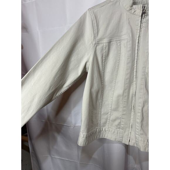 Rare CJ Banks Christopher and Banks Khaki Moto Jacket Size XL - Picture 5 of 11